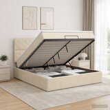  Krevet od pjene s madracem i LED-om Krem 180 x 200 cm Tkanina | shoptok.hr