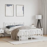  Metalni okvir kreveta uzglavlje i podnožje bijeli 140 x 190 cm | shoptok.hr