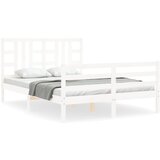 The Living Store Posteljni okvir z vzglavjem bel 140x190 cm trden les - Posteljni Okvir, (21526259) | Shoptok.si