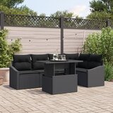 vidaXL set vrtnog kauča Set od 6 Crna Ratan, Poliester Vrtni kutni kauč | shoptok.hr