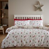 Catherine Lansfield Bela/bež podaljšana posteljnina za zakonsko posteljo 230x220 cm Christmas Town – | Shoptok.si