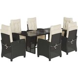  7-dijelni vrtni blagovaonski set s jastucima crni od poliratana | shoptok.hr