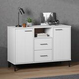 The Living Store Komoda s kovinskimi nogami bela 113x40x77 cm trden les OSLO - Komoda, (21662269) | Shoptok.si