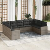 vidaXL 9-dijelni set vrtnih sofa od poliratana s jastucima sivi Cijene