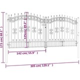  Vrata za ogradu sa šiljcima crna 305x173 cm čelična | shoptok.hr