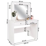 Kondela Toaletna mizica z LED lučmi, bela, LEDIO | Shoptok.si