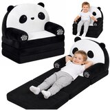 Panda 2in1 Children's Soft Sofa Armchair/Lounge Chair Black and White Cene