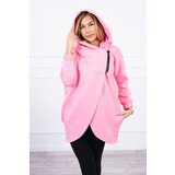 Kesi Sweatshirt with short zipper in powder pink color Cene