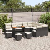  Set od 13 komada vrtnih sofa s jastučićima Crna poli ratan akacija 2-sjedna vrtna sofa s pohranom i jastučićima Crna poli ratan | shoptok.hr