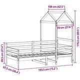  Dnevni krevet s krovom 90 x 190 cm od masivne borovine - Prirodna 90 x 190 cm | shoptok.hr