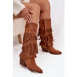 Boto Insulated Cowboy Boots Women's With Fringes Camel Brivina | Shoptok.si