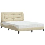  Postelja z vzmetnico krem 120x200 cm blago | Shoptok.si