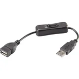 USB kabel USB 2.0 USB-A vtič\, USB-A vtičnica 0.25 m črna vklj. stikalo za vklop/izklop\, pozlačeni konektorji RF-3322982, (20416201)