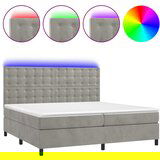 The Living Store Box spring postelja z vzmetnico LED svetlo siva 200x200cm žamet - Box Spring Postelja, (21492812) | Shoptok.si