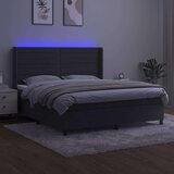  Krevet box spring s madracem LED tamnosivi 160x200 cm baršun | shoptok.hr