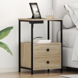 vidaXL Noćni ormarić s punjačem 2 pcs sonoma hrast Konstruirano drvo | shoptok.hr
