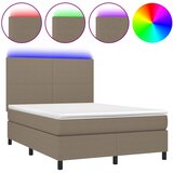  box spring s madracem LED smeđesivi 140x200 cm tkanina | shoptok.hr