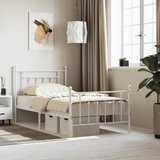 Maison Chic Kovinski Posteljni okvir - Enojna postelja - Postelja za odrasle z vzglavjem in vznožjem bel 100x190 cm, (21696034) | Shoptok.si