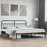 Maison Chic Kovinski Posteljni okvir - Dvoposteljna postelja - Zakonska postelja z vzglavjem črn 193x203 cm, (21693837) | Shoptok.si