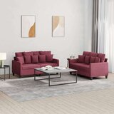  2-dijelni set sofa s jastucima crvena boja vina od tkanine Cijene