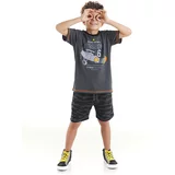 Mushi Airplane Boys Boys Gray T-shirts Camouflage Shorts Summer Suite