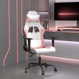  Masažni gaming stol Bela in roza umetno usnje Cene