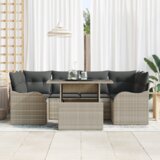  7-dijelni set sofe za vrt s jastučićima svjetlosive poli ratan | shoptok.hr