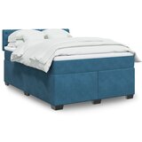 vidaXL Box spring postelja z vzmetnico modra 160x200 cm žamet Cene