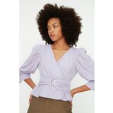 Trendyol Lilac Tie Detailed Double Breasted Blouse Cene