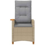  Fotelja za ležanje s pločom za čaj 62 x 64 x 112 cm poliratan - bež i svjetlosiva | shoptok.hr
