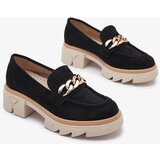 Resti Eco-suede moccasins with gold embellishment in black Zaffix- Footwear | shoptok.hr