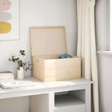 vidaXL Lesena škatla s pokrovom in ročaji 40x30x23 cm trdna borovina Cene