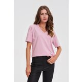 Marisse Pink V-Neck T-Shirt | Shoptok.si