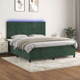  Box spring s madracem LED tamnozeleni 160x200 cm baršun | shoptok.hr
