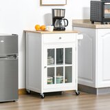 HOMCOM večnamenski kuhinjski voziček s predalom, omarico in 4 kolesi, beli les, 67x48x86,5 cm, (20745245) | Shoptok.si