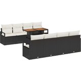  9-delna vrtna sofa garnitura z blazinami Črn poli ratan acacia Cene