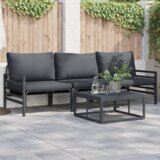 vidaXL Vrtna sedežna garnitura 3 pcs Antracitna Jeklo | Shoptok.si