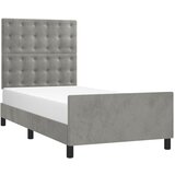 The Living Store Posteljni okvir z vzglavjem svetlo siv 100x200 cm žamet - Posteljni Okvir Z Vzglavjem, (21492733) | Shoptok.si