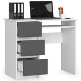 AKORD Računalniški pisalni miza A-6 90 cm levo - bela-siva - 3 predali, (21702576) | Shoptok.si