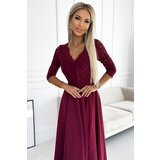 Numoco Elegant long maxi dress with lace neckline | Shoptok.si