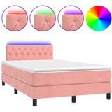 Maison Chic Box spring postelja - Vzmetna postelja z vzmetnico LED roza 120x200 cm žamet SL15776, (21896033) | Shoptok.si