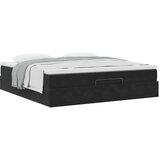 vidaXL Otomanski posteljni okvir z vzmetnicami črn 200x200cm žamet | Shoptok.si