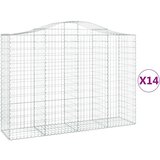  Obokane gabion košare 14kosi 200x50x140/160 cm pocinkano železo, (21000261) | Shoptok.si