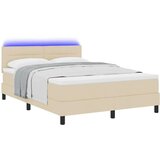 Box Spring Postelja z Mattresom & LED Krem 140x190 cm Tkanina, (22067298) | Shoptok.si