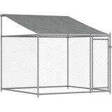  Kavez za pse s krovom i vratima sivi 8x2x2 m pocinčani čelik | shoptok.hr