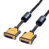 DVI priključni kabel DVI-D 24+1-polni vtič 5.00 m črna\, zlata 11.04.5514 zaščiten\, lahko se privije DVI kabel, (20418408)