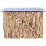  Stolić za kavu sa staklenom površinom 66x66x40 cm od tikovine | shoptok.hr