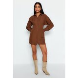 Trendyol Limited Edition Brown Fabric Featured Woven Shirt Dress cene