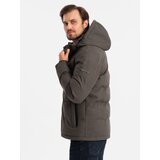 Ombre Men's lightweight jacket with hood and mesh lining - olive Cene