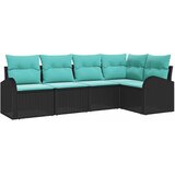 vidaXL Vrtna sedežna garnitura 5 pcs Črna in turkizna poli ratan, (5000146251) | Shoptok.si